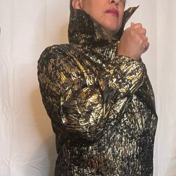 🖤SOLD💛Eloquii Gold and Black Brocade Mini Belted Dress/Jacket - Picture 10 of 11